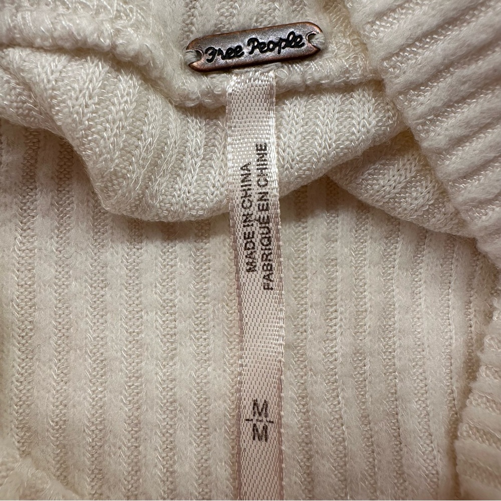 Free People Cream Ribbed Mock-Neck Sweater - Picture 2 of 13